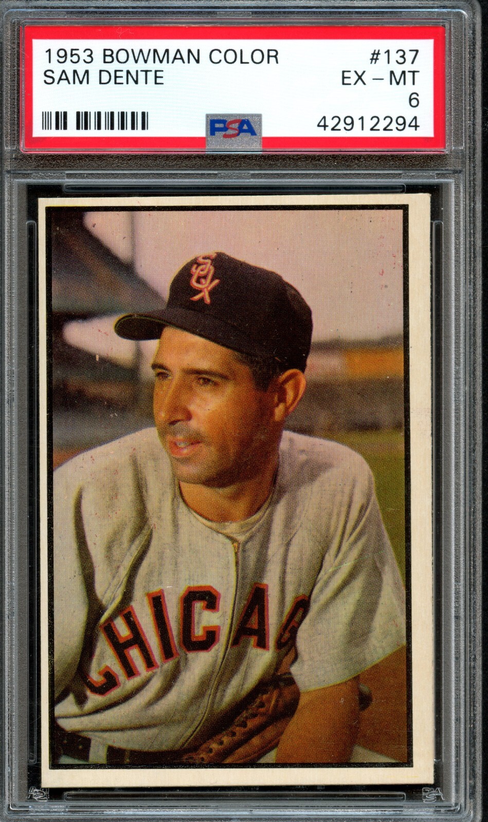 BB - 1953 Bowman Color - #137 - Sam Dente - PSA 6 - EX-MT