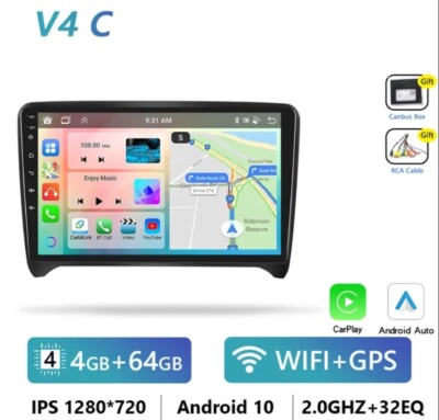 Radio 2 DIN 9'' For Audi TT 8J Android Bluetooth USB GPS Navigator Carplay 4/64