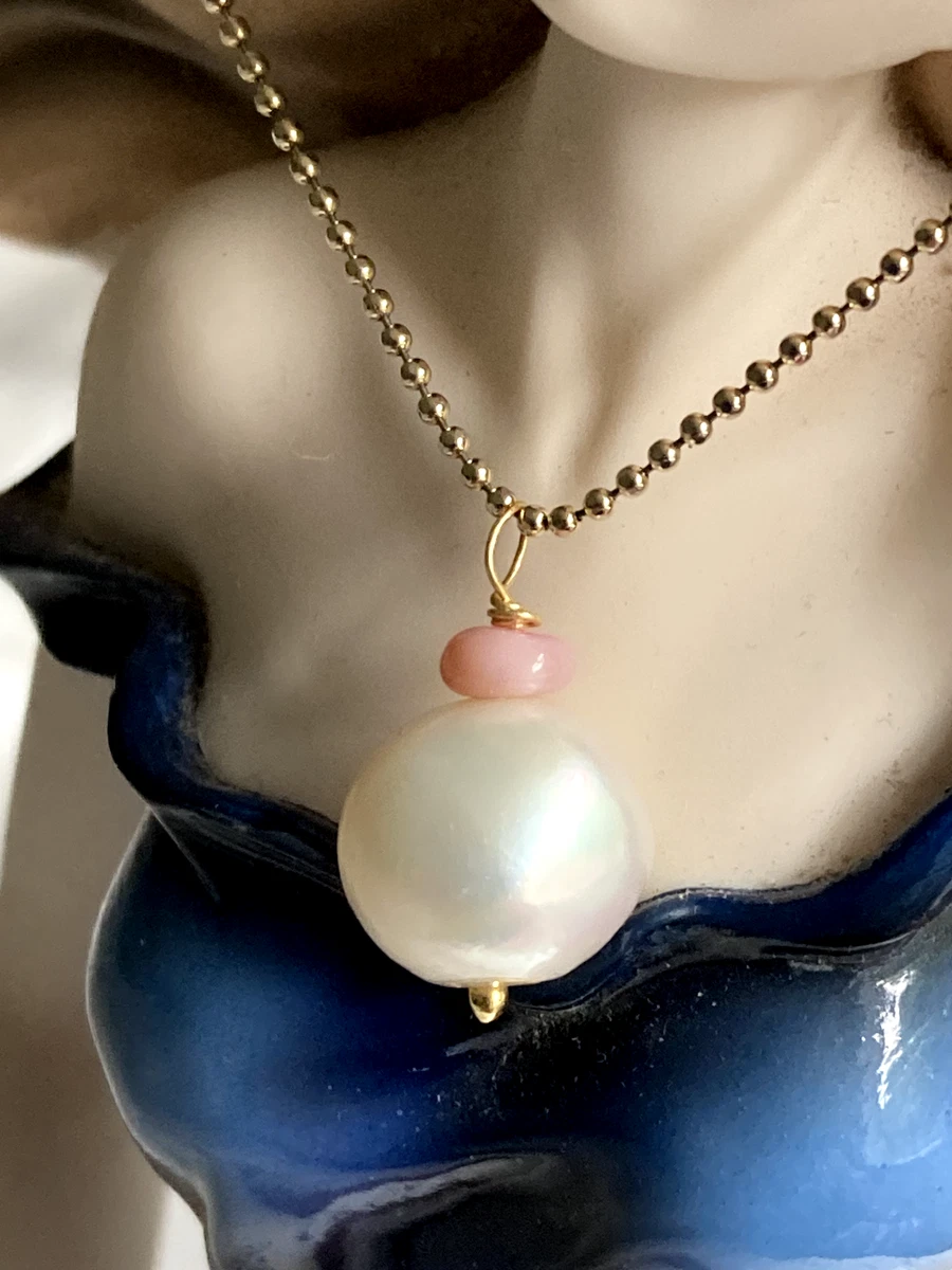 Freshwater Pearl Pink Bead Pendant on a 19