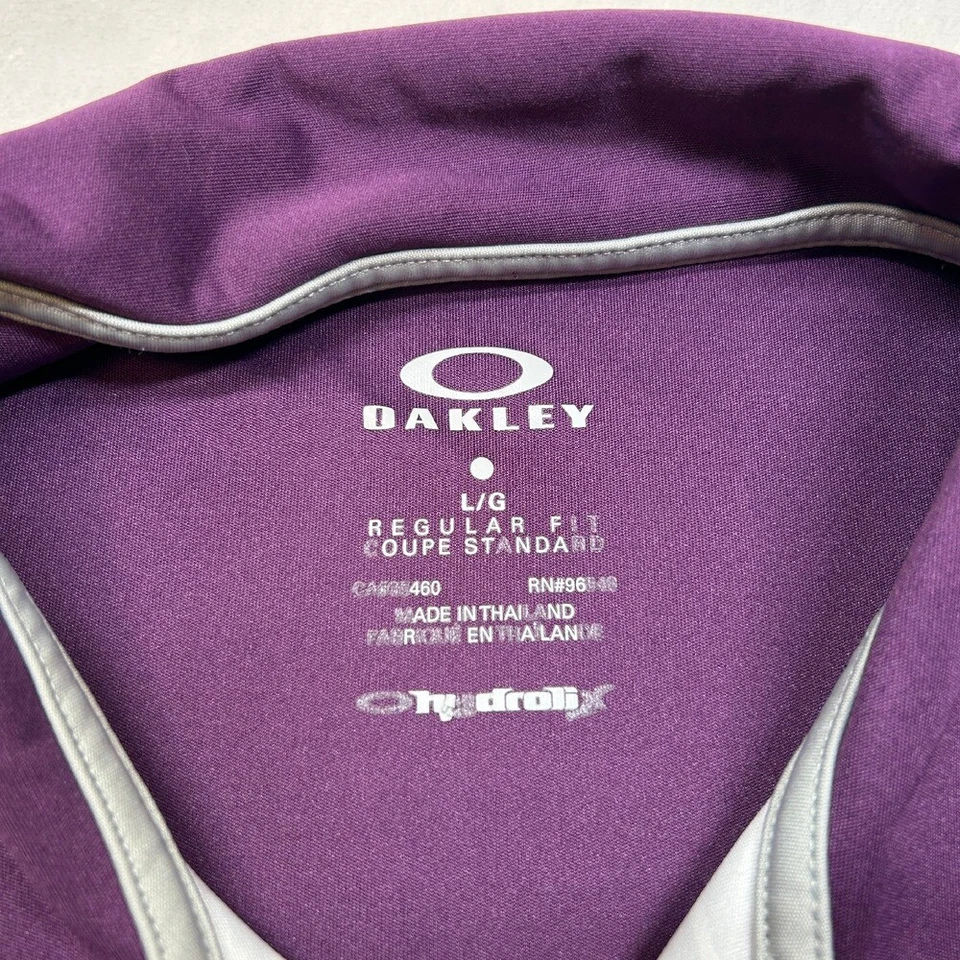 Рубашка поло для гольфа мужская Oakley большая в полоску серая фиолетовая стандартного покроя - Изображение 4 из 4