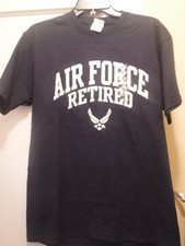 US Air Force Retired Men's Short Sleeve T-Shirt, Navy w White Letters, Sz S, New