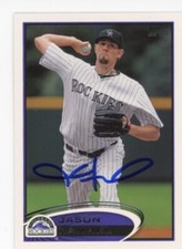 SIGNED BASEBALL CARD AUTO TOPPS 2012 JASON HAMMEL COLORADO ROCKIES #68