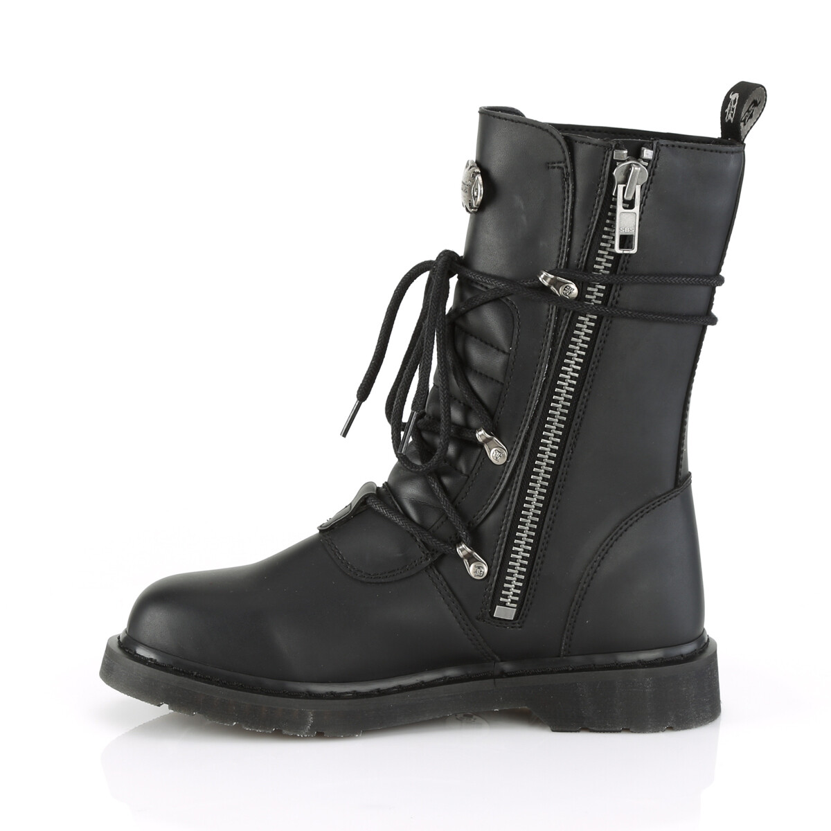 Black Motorcycle Riding Goth Mens Combat Buckle Boots Shoes