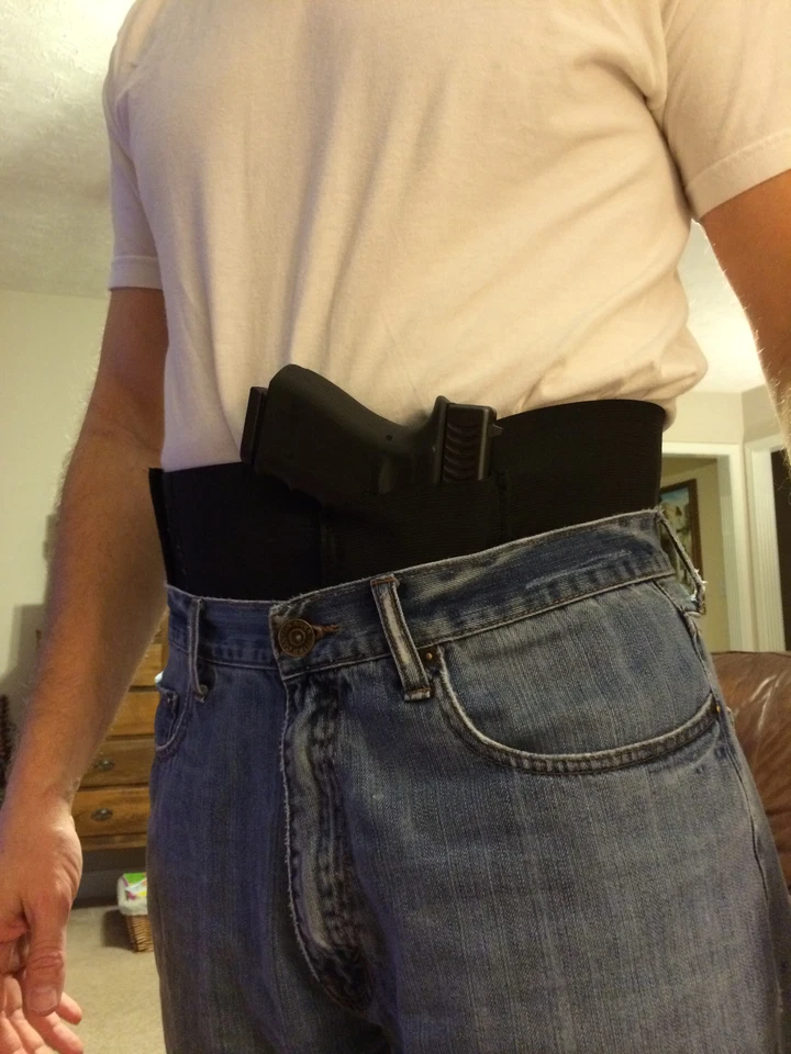 TACTICAL ADJUSTABLE BELLY BAND WAIST PISTOL GUN HOLSTER & 2 MAG POUCHES S,M,L,XL - Image 4 of 4