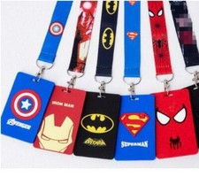 10 pcs avengers Lanyard Card ID Holder With Hanging String Keychain