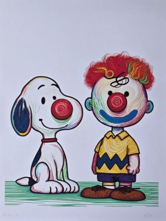 AIDAN FLUX | NARIZ ROJA SNOOPY firmada a mano impresión grande enmarcada edición limitada de 19 certificado de autenticidad Foto 3 de 4