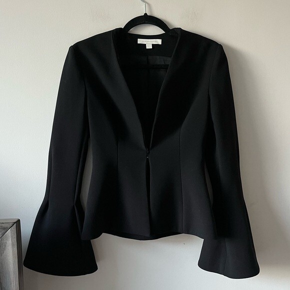 Jonathan Simkhai Black Wool Structured Blazer Pep… - image 1