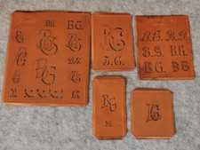 5 alte Monopol Kupferschablonen Aussteuer Wäscheschablone OVP Monogramm B G