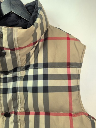 BURBERRY Men's Sz M REVERSIBLE Nova Check Plaid Down Vest Black Hooded - Picture 14 of 16