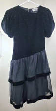 Vintage Annemarie Gardin Dress - Size 4 - Black Velvet w/ Sparkle Details