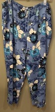 Vintage J.H.Collectibles Wide Leg Polyester Floral Print Crop Pants Tie Waist 16