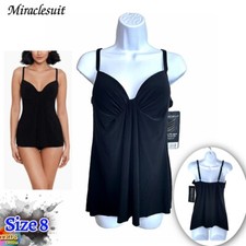 NWT Miraclesuit Women's Size 8 Marina Tankini Top 6516625 Black 112