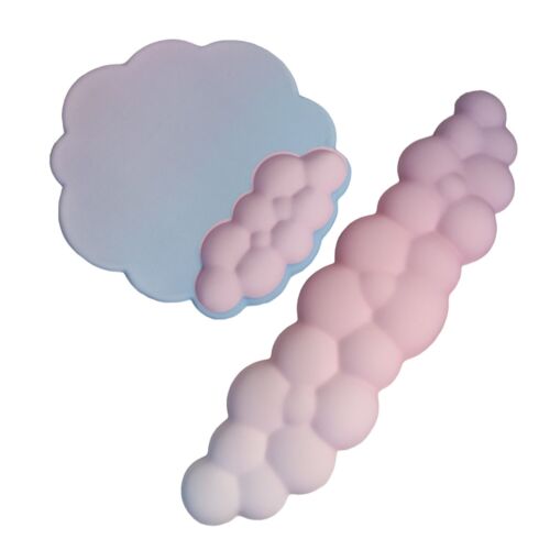 Wrist Support For Keyboard And Mouse - 2 Piece Set - Pink Gradient Cloud Design