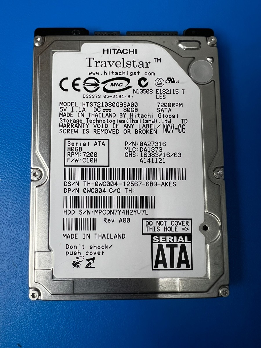 Hitachi Travelstar 7K100 HTS721080G9SA00 80GB Internal 7200RPM 2.5