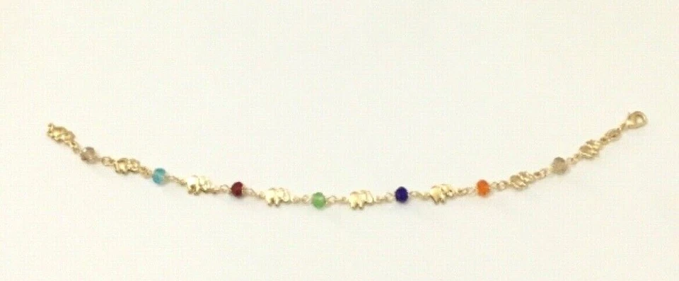 ORO 18K RELLENO ELEFANTE SUERTE DINERO TOBILLERA 10"/TOBILLERA ELEFANTE 10"- ANK1499 Foto 4 de 4