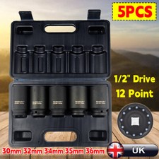 5Pcs 12 Point Deep Impact Socket Axle Hub Nut Sockets 30 32mm 34mm 35mm 36mm Set