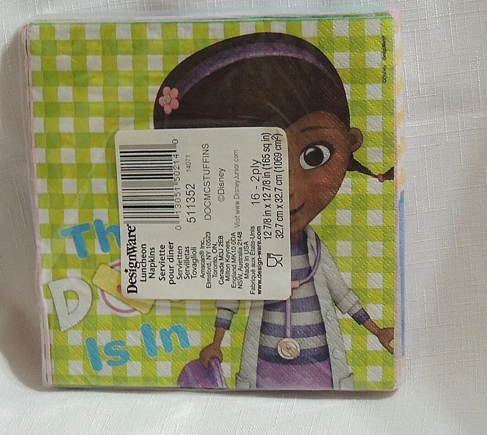 DOC McSTUFFINS 16 PAPER LUNCH NAPKINS --PARTY SUPPLIES - Image 2 of 2