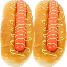 2PCS Simulated Hamburger Model Artificial Hot Dog Figurine Bread Food Decor