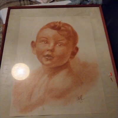 Original Buntstift?  Skizze eines kleinen Jungen. edwardianisch 