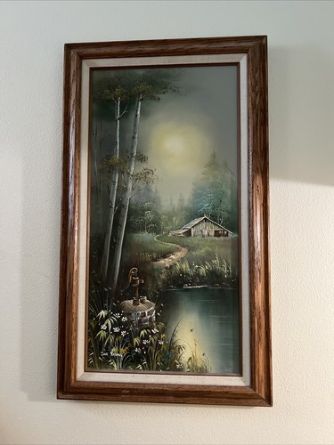 "Pintura de paisaje original de la artista Sue Young vintage 12x24"" certificada #246420" - Imagen 2 de 17