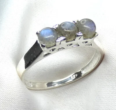💙 Gr. 58 (18,4) • Ring 925 Silber mit 3 Labradoriten • zart & edel 💍 - Bild 1 von 4