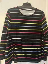 NEW! Talbots Woman’s Plus Top - Black w/Multi Stripes - Size 3X