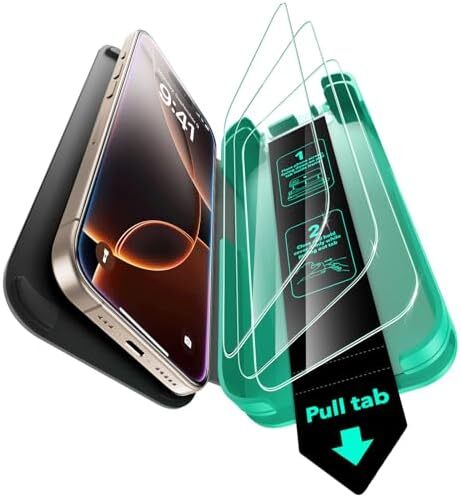 3 Pack 9H+ Glass for iPhone 16 Pro Max Screen Protector, [Military Grade Shatter