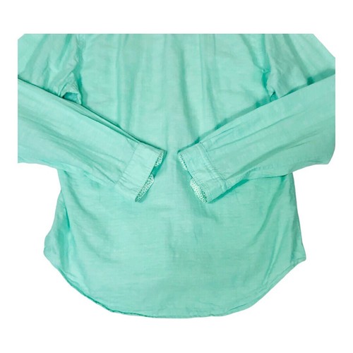 Express Shirt Men M Green Linen Blend Collared Button Down Long Sleeve Pockets - Picture 6 of 8