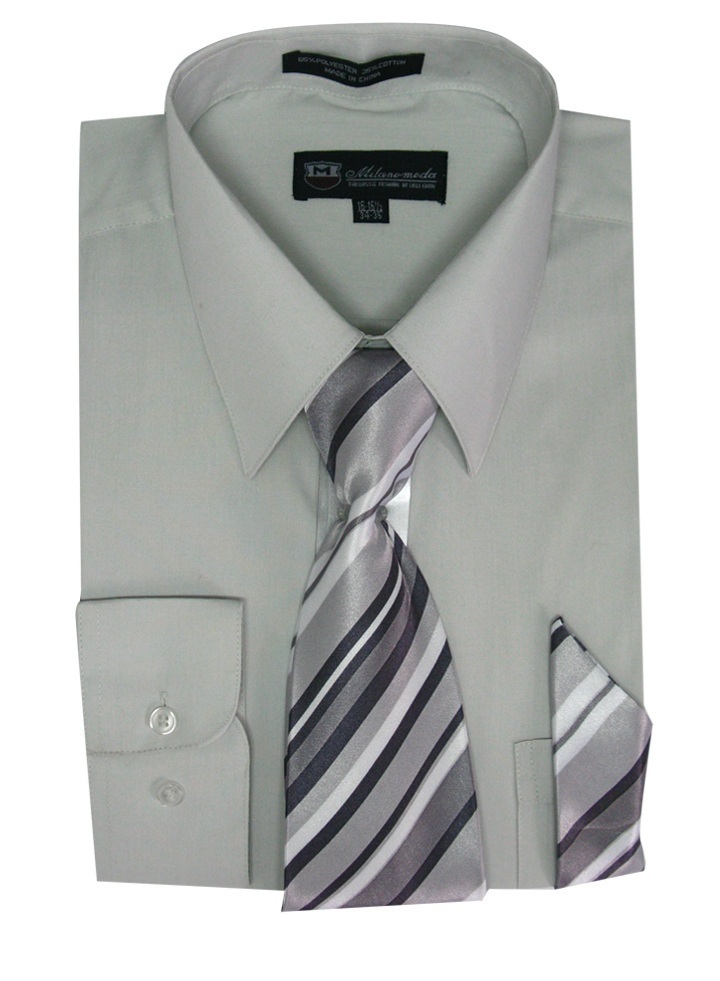 gray dress shirt and tie Grey/Black Dress Shirt and Tie Combo