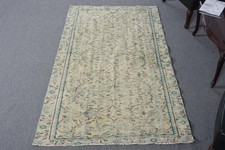 4x7 ft Turkish Vintage Rug, Area Rug, Blue Fl...