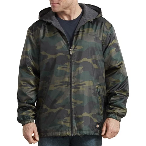 Dickies Fleece Lined Nylon Hooded Windbreaker Men's Zip Up Jacket Style # 33238 - product listing photo