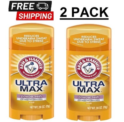 (2-PACK) ARM & HAMMER ULTRA MAX Deodorant, Powder Fresh, Solid Stick, 2.6 Oz