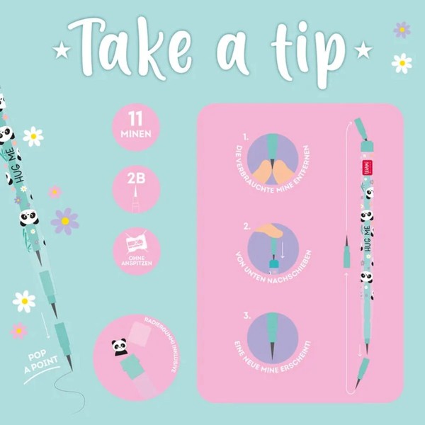 Legami Stapelbarer Bleistift Mit Radiergummi Panda - Take A Tip-image
