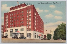 Vintage Hotel Governor Jefferson City MO Linen Postcard 1930s