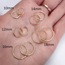 Pair of Sleeper Hoop Earrings | 10 to 18mm | 14ct Gold on 925 Sterling Silver