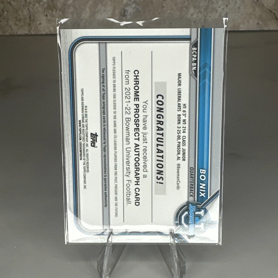 Bo Nix 2021 Bowman University 1st Chrome Prospects Lava Refractor AUTO 072 /199 - Image 2 of 2