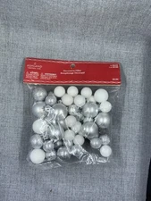 SILVER WHITE ASHLAND ORNAMENT AND BALL VASE BOWL FILLER SCATTER 55 PC NEW/SEALED