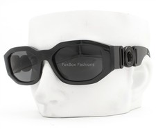 Versace Biggie Sunglasses Shiny Black Matte Logo VE4361 5360/87 with Case