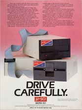 Micro-Sci Vintage 1980s Magazine Ad Apple II III Floppy Disk Drive Retro