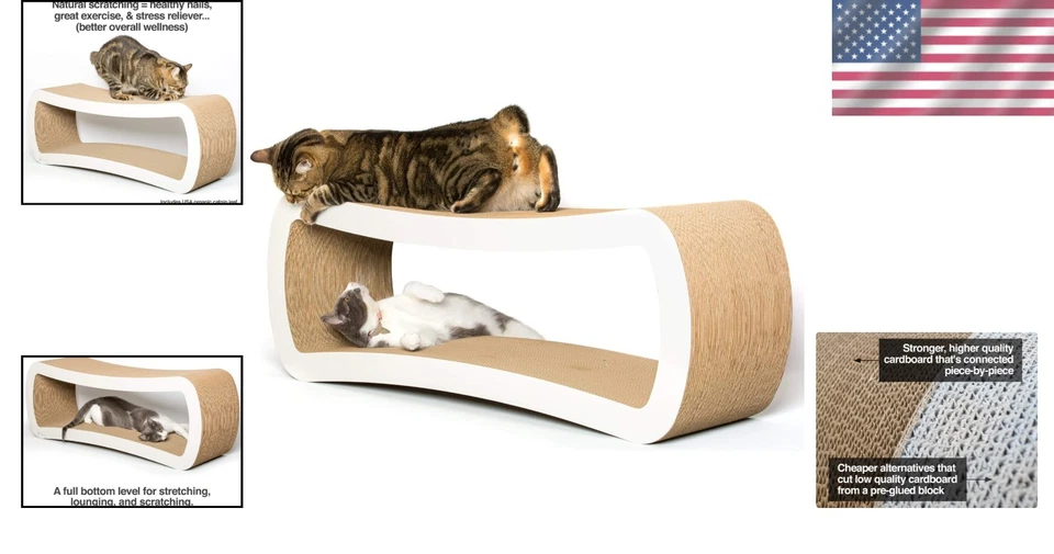Recyclable Jumbo Cat Lounge with 2 Levels - 39" Cat Scratcher for Large Breeds - Image 2 of 4