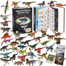 Dinosaur Toys for Kids 3-5 5-7, 50 pcs Realistic Dinosaurs with Book Dinosau...