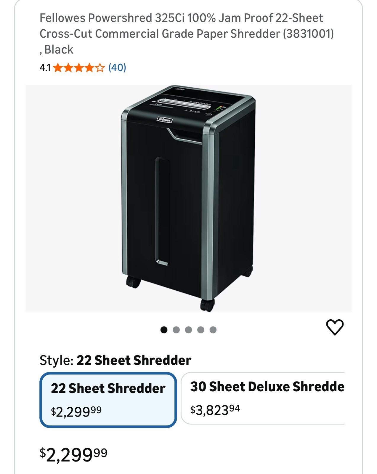 Fellowes Powershred 325Ci Cross Cut Shredder 83 Litre 24-26 Sheet Black/Grey 463
