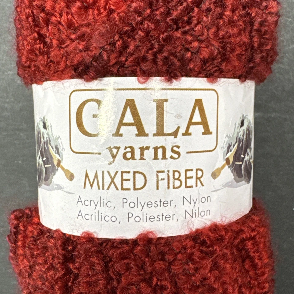 Lote De 5 Hilos GALA Mezcla Fibra Acrílico Poliéster Nylon Rojo Granate, Hilo Boucle Foto 2 de 4