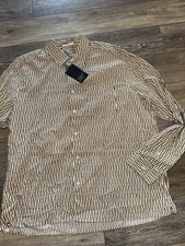 Ted Baker London Button Front Shirt Tan White Men s 7 XL NWT