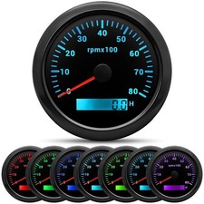 85Mm 7 Colors 3 in 1 Meter Tachometer 8000 RPM Water Temperature Gauge 100 F-2