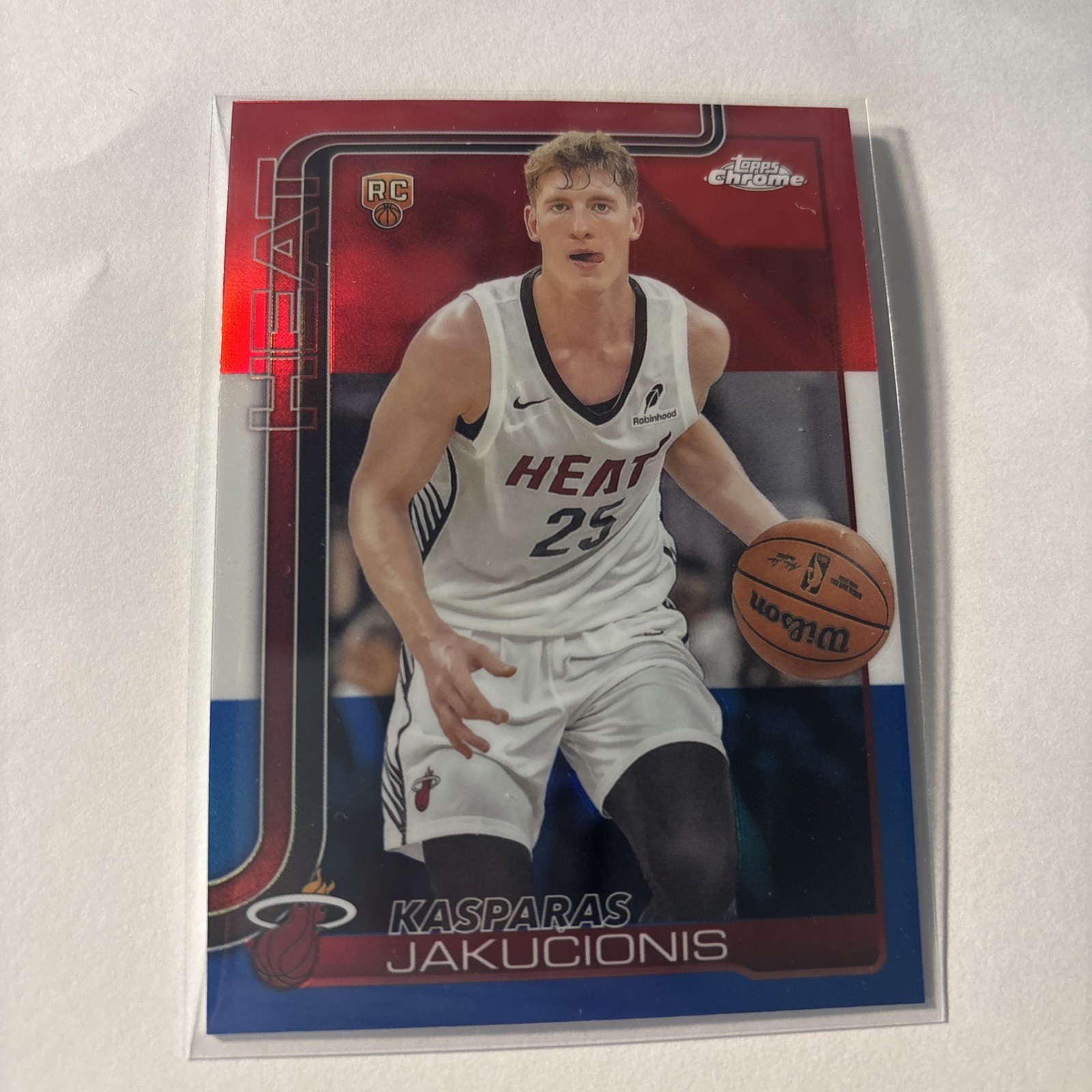 2025-26 Topps Chrome Kasparas Jakucionis RWB Red White Blue Refractor SP RC #270