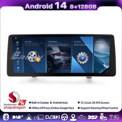 8+128GB 12,3''Android 14 Autoradio Carplay IPS GPS DSP Idrive BMW 5er E60 E61 CIC