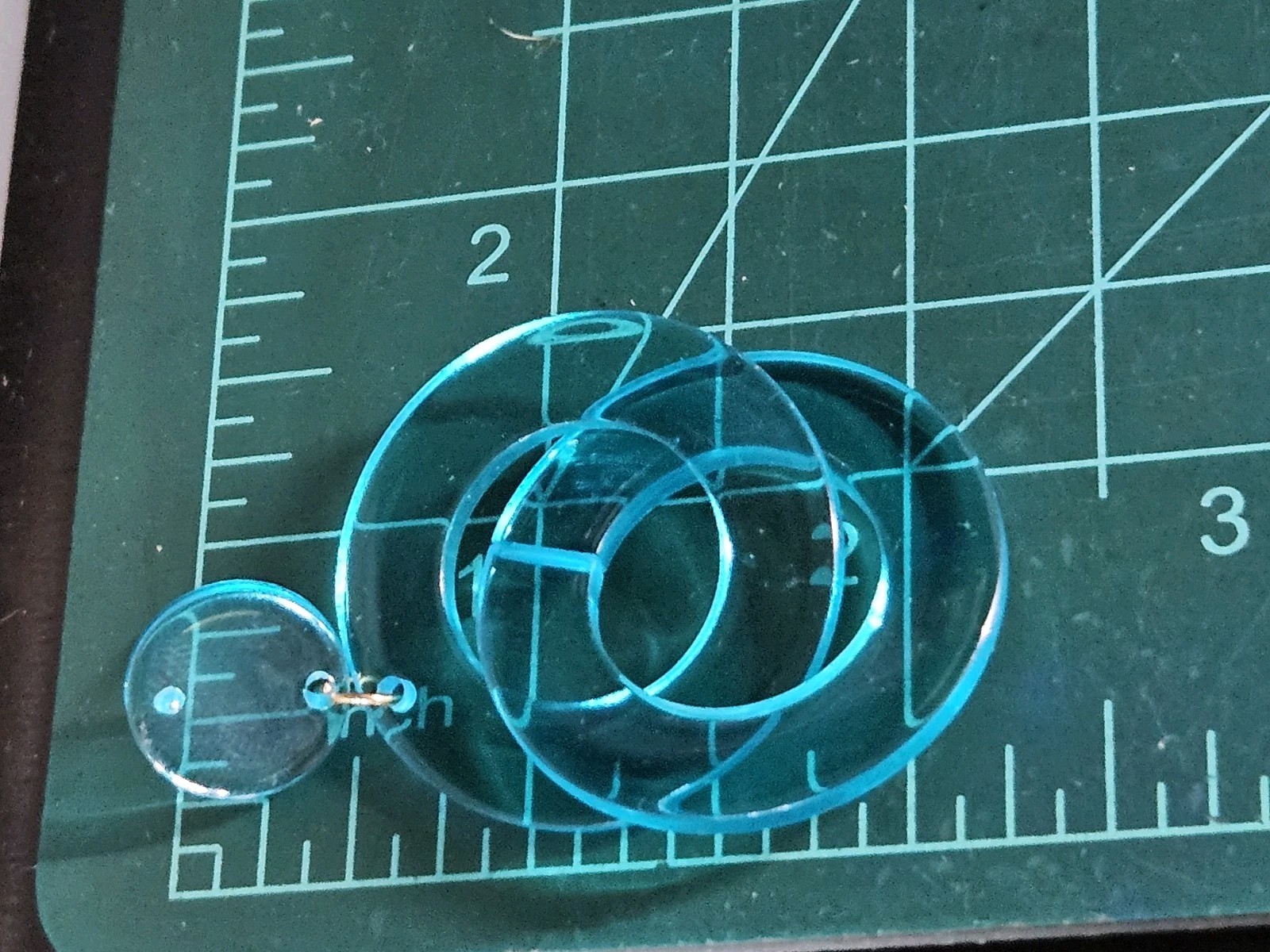 Blue Translucent Acrylic Dangle Pierced Earrings - image 9