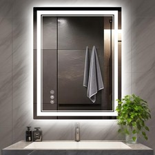 LED Bathroom Mirror with Lights: 24"x32" Wall Mounted Large Lighted Mirrors F...