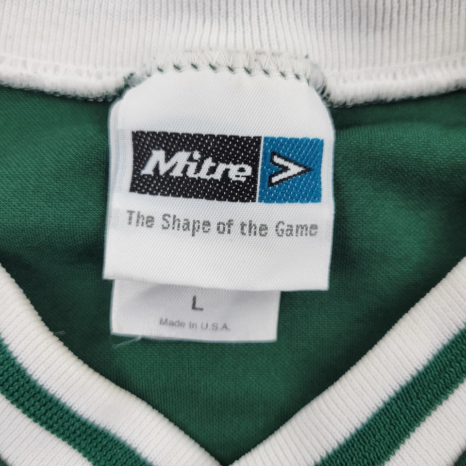 Mitre Soccer Jersey Mens Large Green V-Neck Performance 8 Graphic USA Shirt - Image 3 of 4